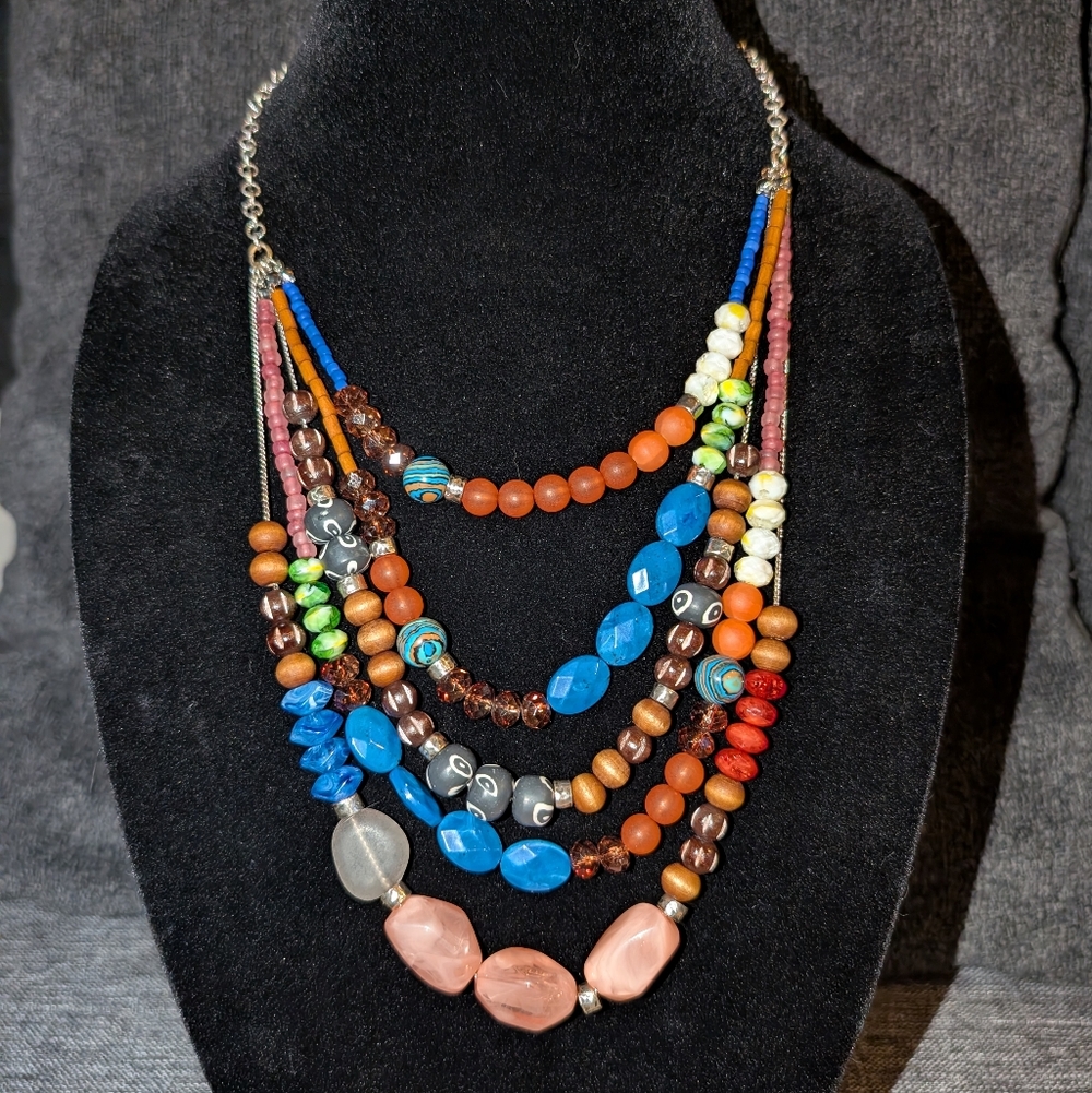 Coldwater Creek Multicolor Multistrand Beaded Necklace
